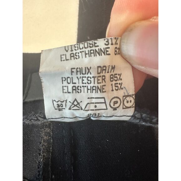 Absolu Skinny Zipper Detail Faux Suede Panel Black Pants Size Small (Euro 36) - Picture 3 of 7